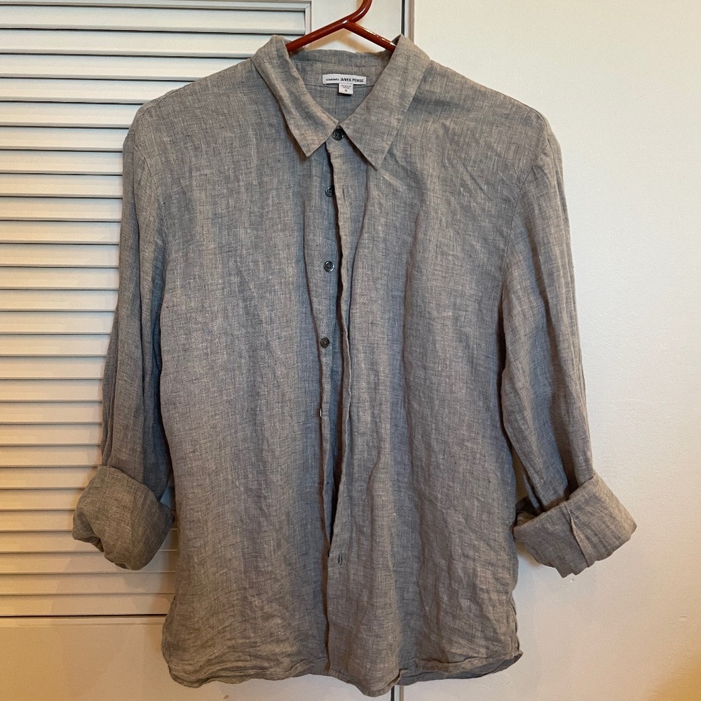 James Perse Classic Linen Shirt Size 0